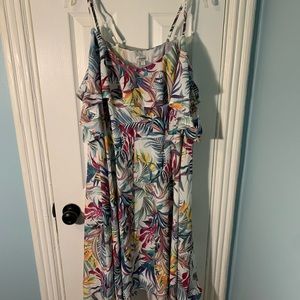 Asymmetrical Island Print Sleeveless Dress by Avenue- Size 22